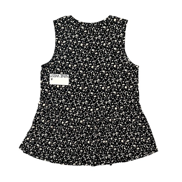 NWT Nine West Women's Sleeveless Babydoll Top Black With Floral Print Size S NEW - Picture 4 of 12